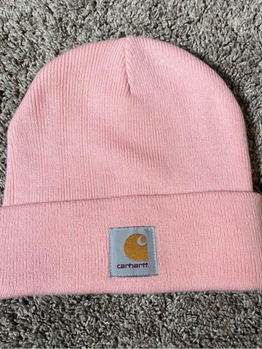 Carhartt Light Pink Cuffed Beanie with Gold Logo